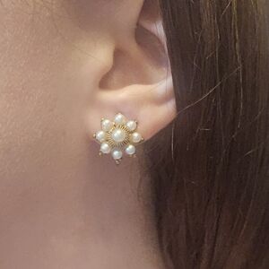 14k Yellow Gold and Pearl Earrings